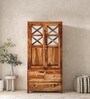 Kryss Sheesham Wood 2 Door Wardrobe In Scratch Resistant Rustic Teak Finish With Drawer