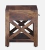 Kryss Sheesham Wood Bedside Table In Provincial Teak Finish With Drawer