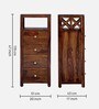 Kryss Sheesham Wood Tall Chest Of Drawers In Scratch Resistant Provincial Teak Finish