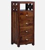 Kryss Sheesham Wood Tall Chest Of Drawers In Scratch Resistant Provincial Teak Finish