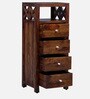 Kryss Sheesham Wood Tall Chest Of Drawers In Scratch Resistant Provincial Teak Finish