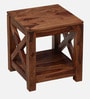 Kryss Sheesham Wood End Table In Scratch Resistant Rustic Teak Finish