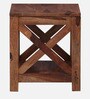 Kryss Sheesham Wood End Table In Scratch Resistant Rustic Teak Finish
