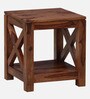 Kryss Sheesham Wood End Table In Scratch Resistant Rustic Teak Finish