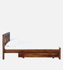 Kryss Sheesham Wood Queen Size Bed In Scratch Resistant Provincial Teak Finish With Drawer Storage
