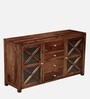 Kryss Sheesham Wood Crockery Unit in Scratch Resistant Rustic Teak Finish