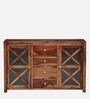 Kryss Sheesham Wood Crockery Unit in Scratch Resistant Rustic Teak Finish