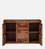 Kryss Sheesham Wood Crockery Unit in Scratch Resistant Rustic Teak Finish