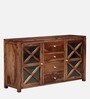 Kryss Sheesham Wood Crockery Unit in Scratch Resistant Rustic Teak Finish