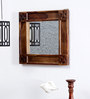 Solid Wood Rectangle Wall Mirror in Brown colour