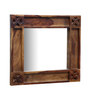 Solid Wood Rectangle Wall Mirror in Brown colour