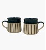 Krystal Kaves 200ml White & Teal Blue Ceramic (Set of 2) Tea Cups