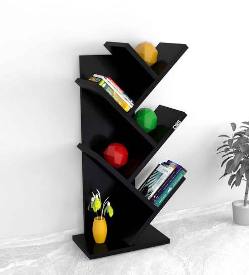 Ksenia Floor Standing Shelves Black Finish
