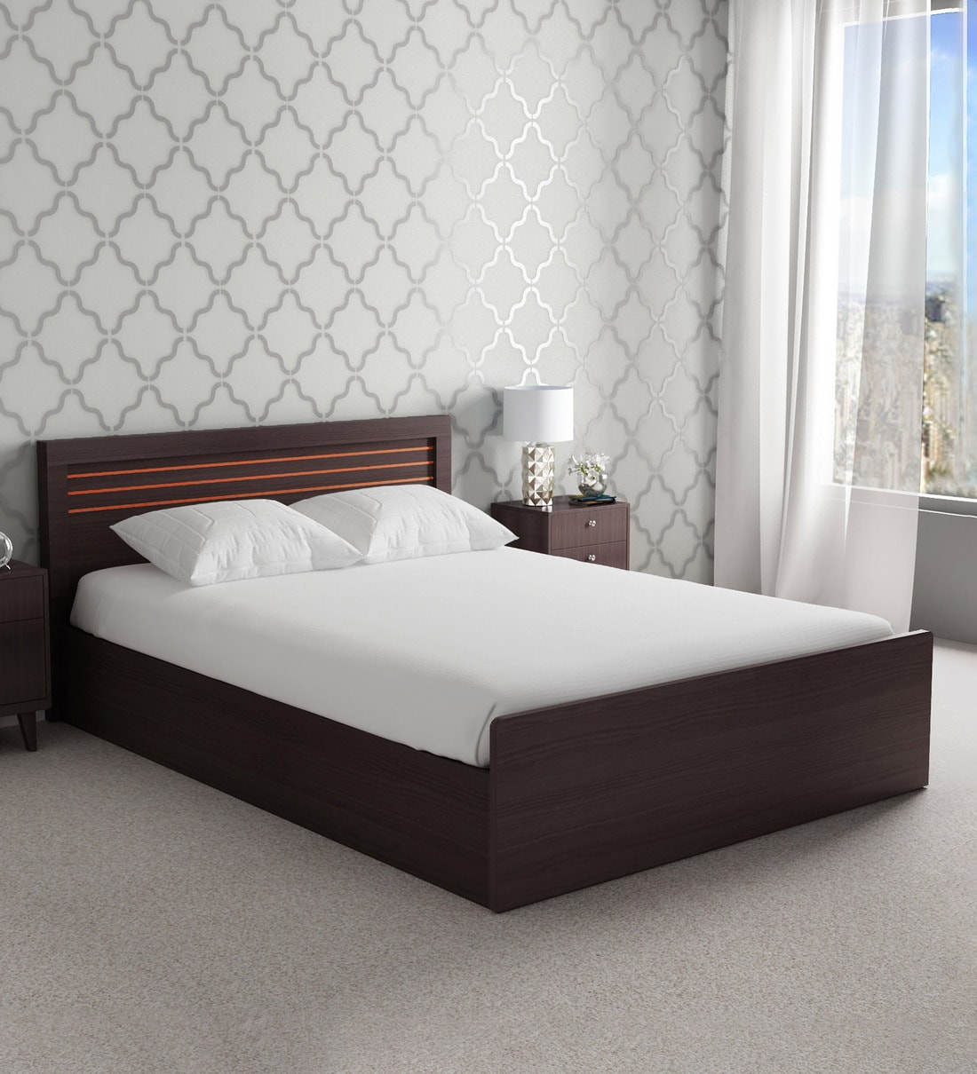 Buy Kuruma King Size Bed With Storage In Wenge Finish By Mintwud Online
