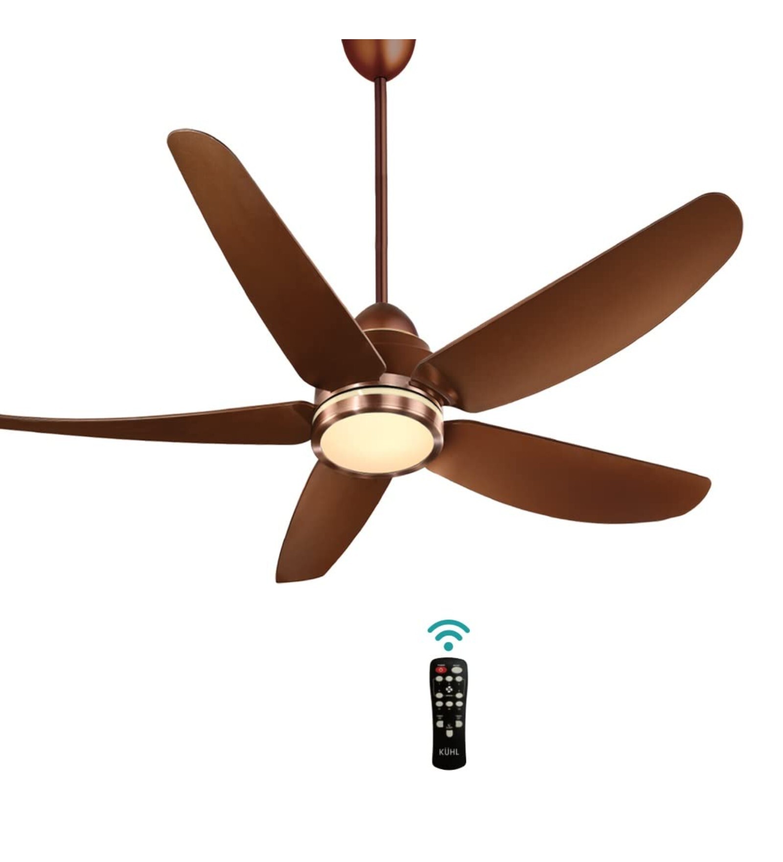 KUHL Stylish Fan Luxus C5, 38W, BLDC Technology, 5-Star Rated, Smart Phone Remote Control Wi-Fi IoT Alexa Voice Enabled, Brown