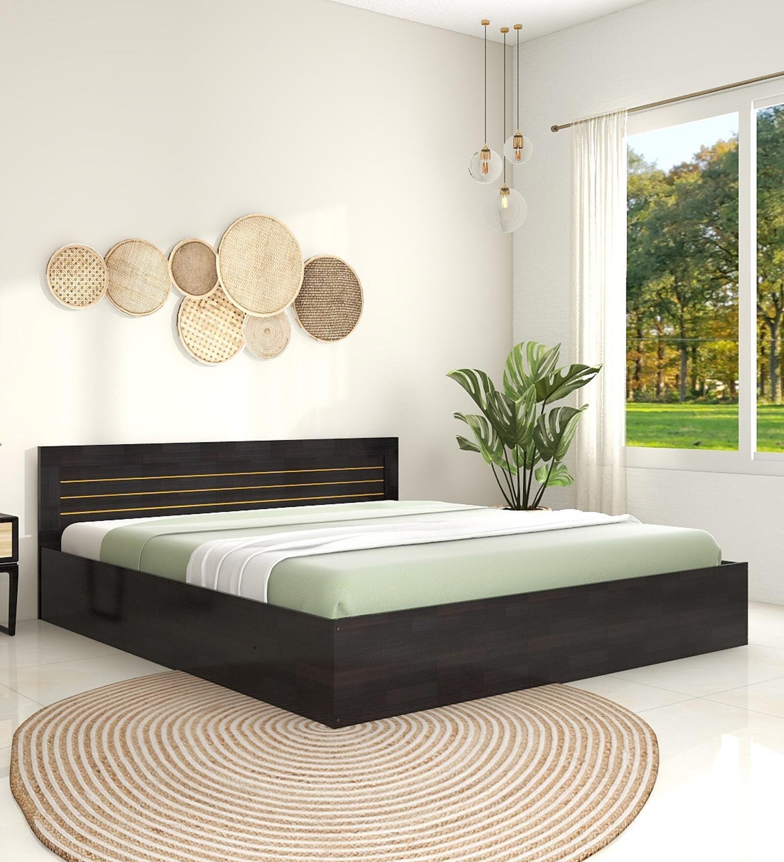 Kuruma King Size Bed in Wenge Finish with Box Storage