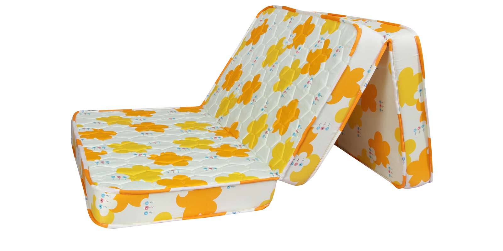 Buy Kurlo Foldable 4 Inches Thickness Single Mattress in Yellow Colour