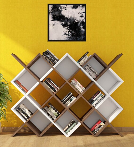 Buy Kurosu Large Book Shelf in Light Walnut and White Finish Mintwud