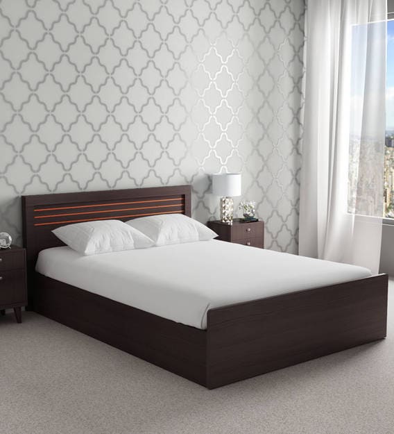 Buy Kuruma Queen Size Bed with Storage in Wenge Finish by ...