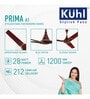 KUHL Prima A1 Stylish BLDC Fan, 28W, Low Noise 5-Star Rated, Brown