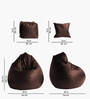 Kuma XXL Leatherette Bean Bag with Footstool and Cushion Filled with Beans In Brown Colour
