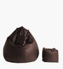 Kuma XXL Leatherette Bean Bag with Footstool and Cushion Filled with Beans In Brown Colour