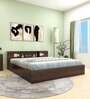 Kumiko King Size Bed with Box and Headboard Storage in Walnut Finish