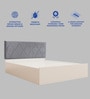 Kundalini Queen Size Bed With Upholstered Leatherette Headboard And Hydraulic Storage