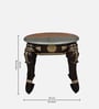 Kunjar Solid Wood Brass Inlay End Table In Hand-Painted Brown