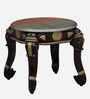 Kunjar Solid Wood Brass Inlay End Table In Hand-Painted Brown
