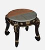 Kunjar Solid Wood Brass Inlay End Table In Hand-Painted Brown