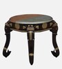Kunjar Solid Wood Brass Inlay End Table In Hand-Painted Brown