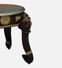 Kunjar Solid Wood Brass Inlay End Table In Hand-Painted Brown