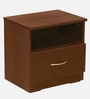 Kuruma Bedside Table in Planked Walnut Finish with Drawer
