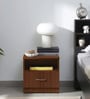 Kuruma Bedside Table in Planked Walnut Finish with Drawer