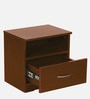 Kuruma Bedside Table in Planked Walnut Finish with Drawer