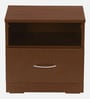 Kuruma Bedside Table in Planked Walnut Finish with Drawer