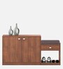 Kutsu Shoe Rack with Seating in Natural Teak Finish