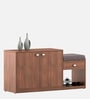 Kutsu Shoe Rack with Seating in Natural Teak Finish