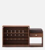 Kutsu Shoe Rack with Seating in Natural Teak Finish