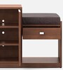Kutsu Shoe Rack with Seating in Natural Teak Finish