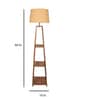 Inverted Beige Fabric Shade Shelf Floor Lamp With Wood Base
