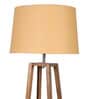 Inverted Beige Fabric Shade Shelf Floor Lamp With Wood Base