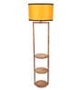 Deigo Orange Fabric Shade Shelf Floor Lamp With Wood Base
