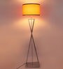 Kwan Orange Fabric Shade Floor Lamp with Silver Base
