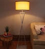 Kwan Orange Fabric Shade Floor Lamp with Silver Base