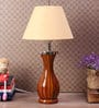 Kwan White Fabric Shade Table Lamp with Natural Base