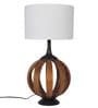 Kwan White Fabric Shade Table Lamp With Natural Base