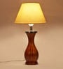 Kwan White Fabric Shade Table Lamp with Natural Base