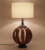 Kwan White Fabric Shade Table Lamp With Natural Base